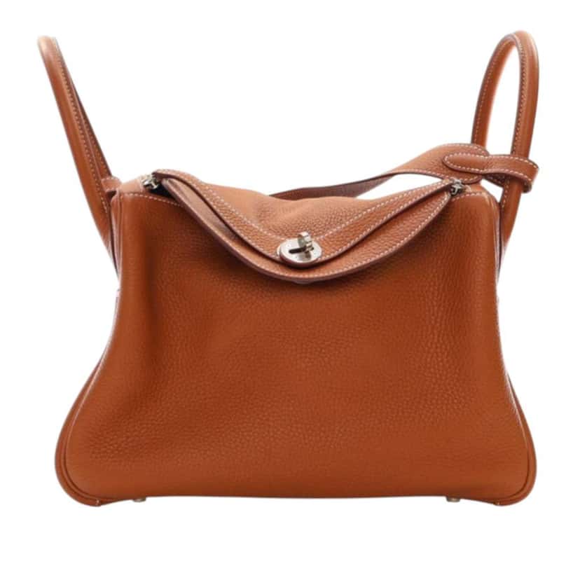 Hermès Clemence Lindy 26 Brown Leather Good condition - Front View