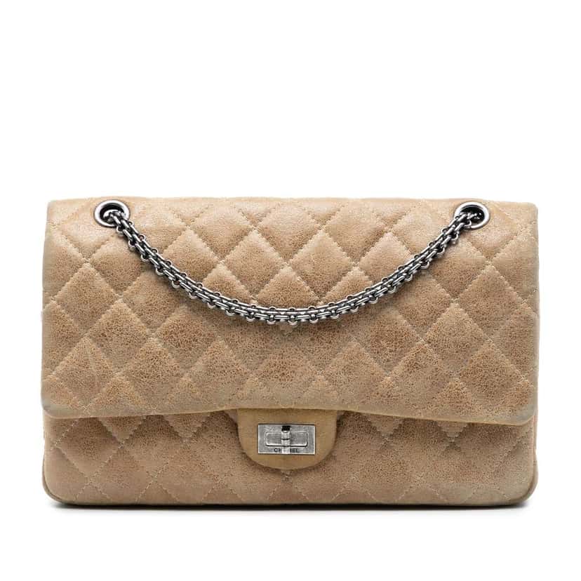 Chanel Reissue 2.55 Aged Metallic Calfskin Double Flap 227 Brown Leather Good condition - Front View
