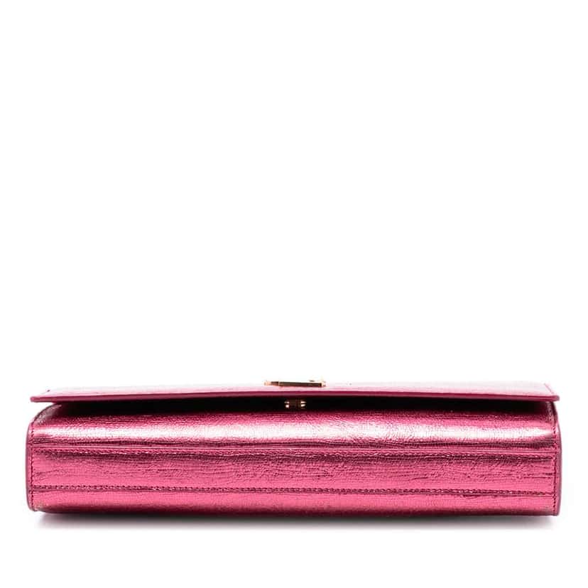 Saint Laurent Metallic Calfskin Cassandre Clutch Pink Leather Good condition - Inside View