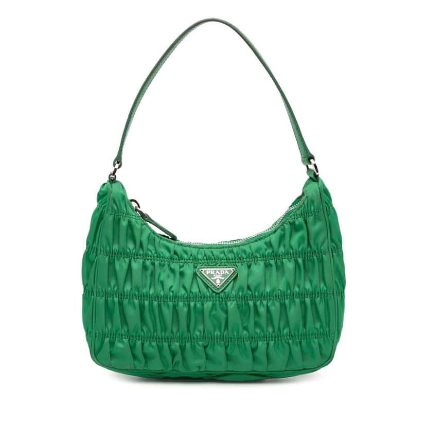 Prada Tessuto Gaufre Re Edition Shoulder Bag Green Very good condition - Front View