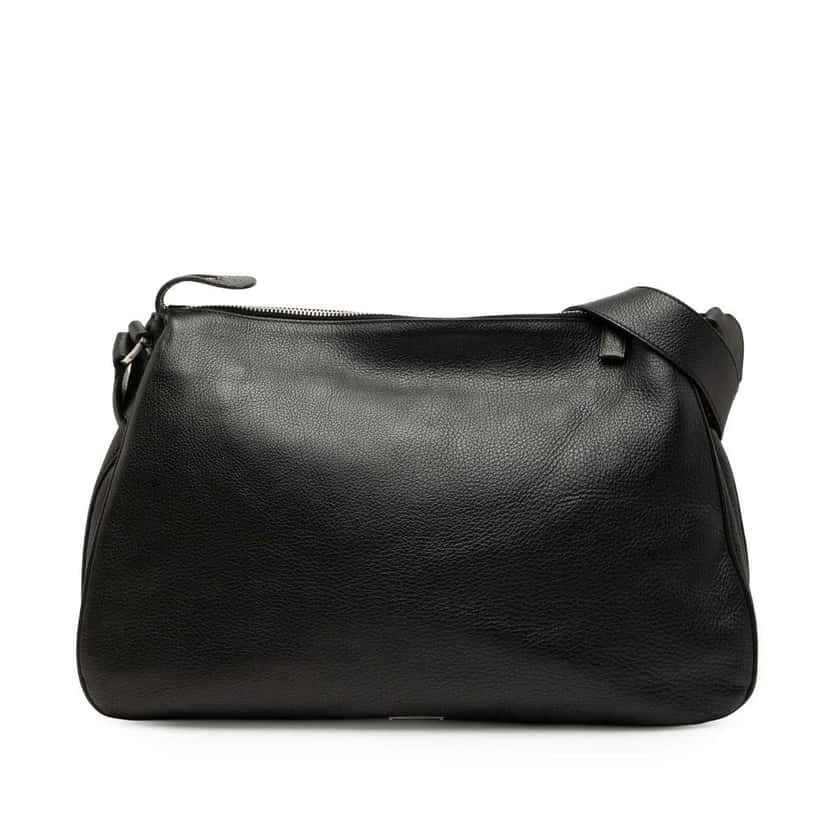 Prada Vitello Top Zip Messenger Bag Black Leather Good condition - Front View