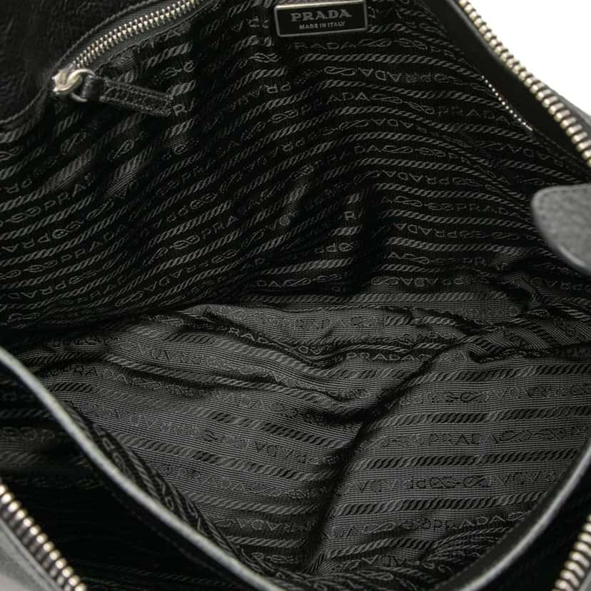 Prada Vitello Top Zip Messenger Bag Black Leather Good condition - Box View