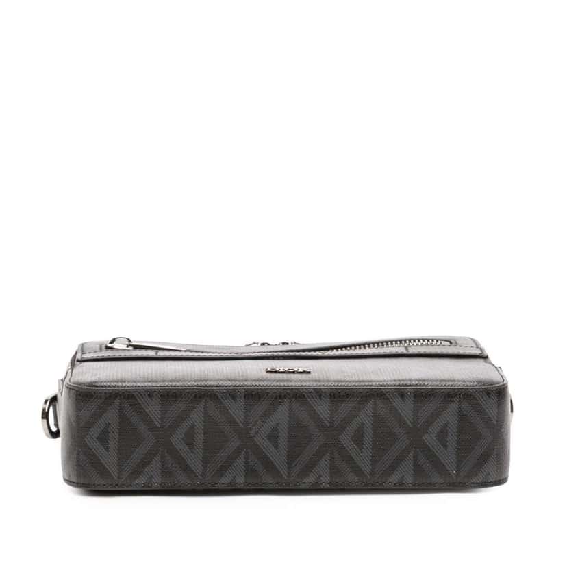 Dior CD Diamond Coated Canvas Safari Bag with Strap Black Canvas Good condition - Inside View