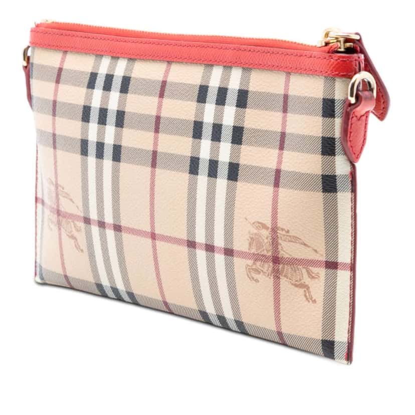 Burberry Haymarket Check Coated Canvas Peyton Crossbody Brown Canvas Very good condition - Back View