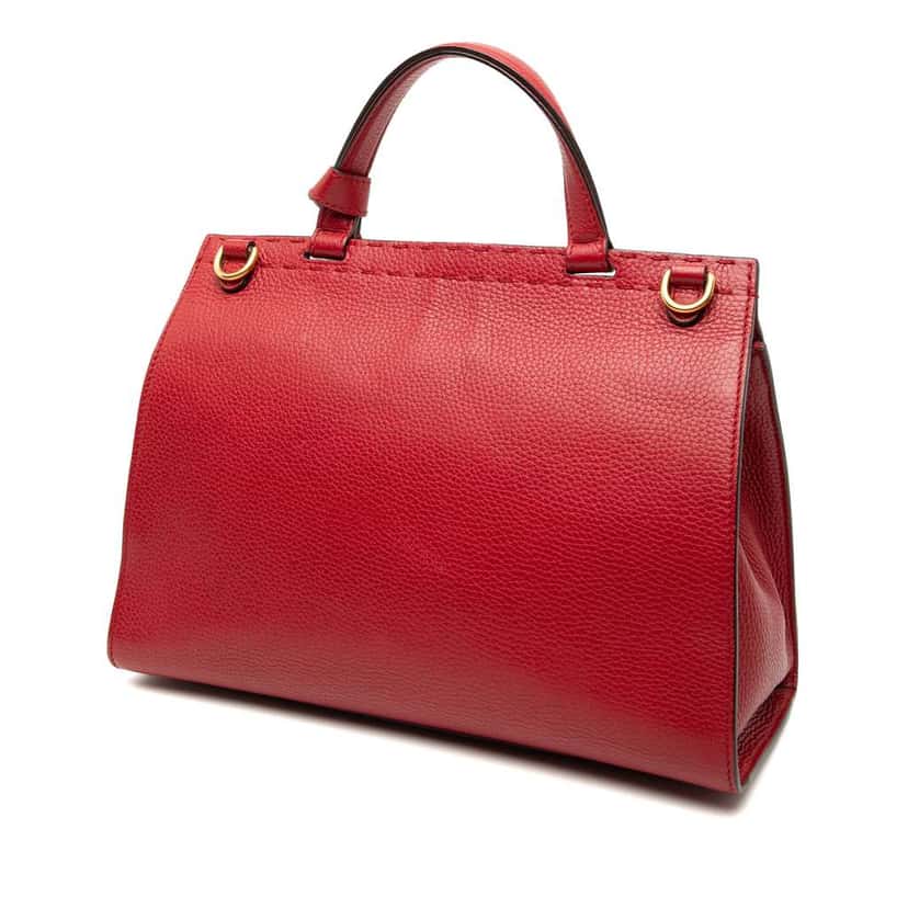 Gucci Medium GG Marmont Grained Leather Top Handle Satchel Red Leather Good condition - Back View