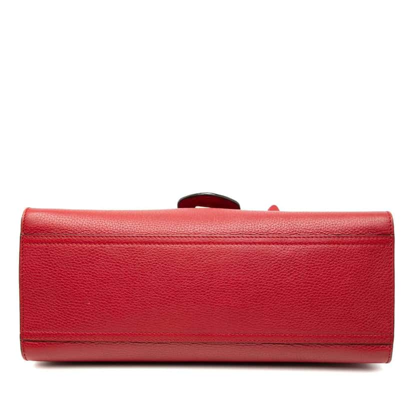 Gucci Medium GG Marmont Grained Leather Top Handle Satchel Red Leather Good condition - Inside View