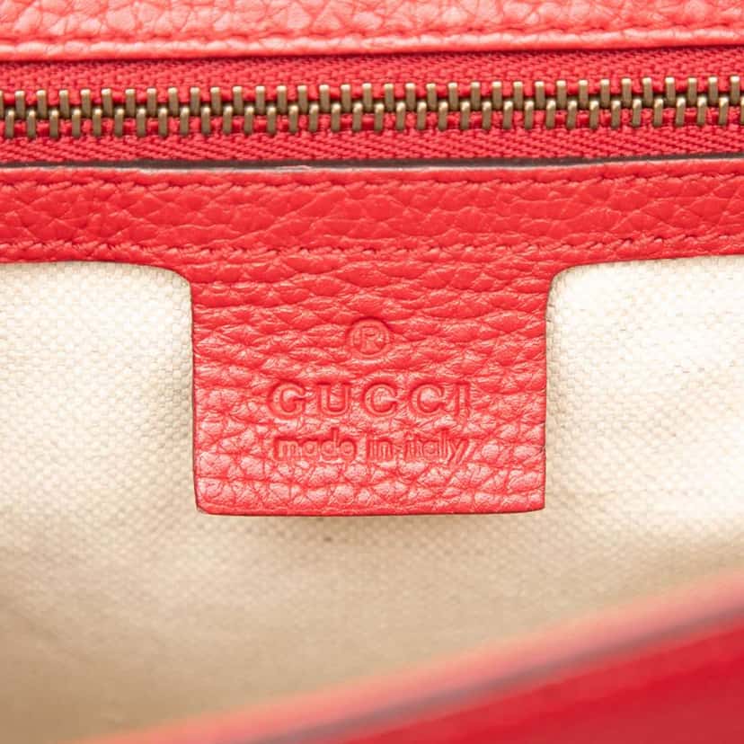 Gucci Medium GG Marmont Grained Leather Top Handle Satchel Red Leather Good condition - Box View