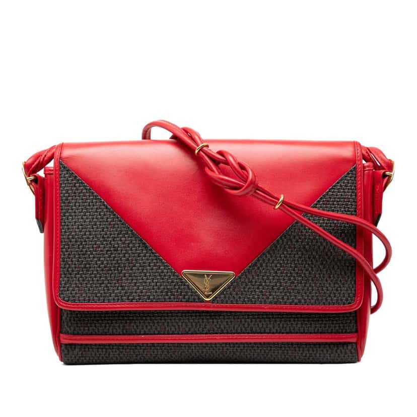 Saint Laurent Coated Canvas Envelope Crossbody Red Canvas Very good condition - Front View