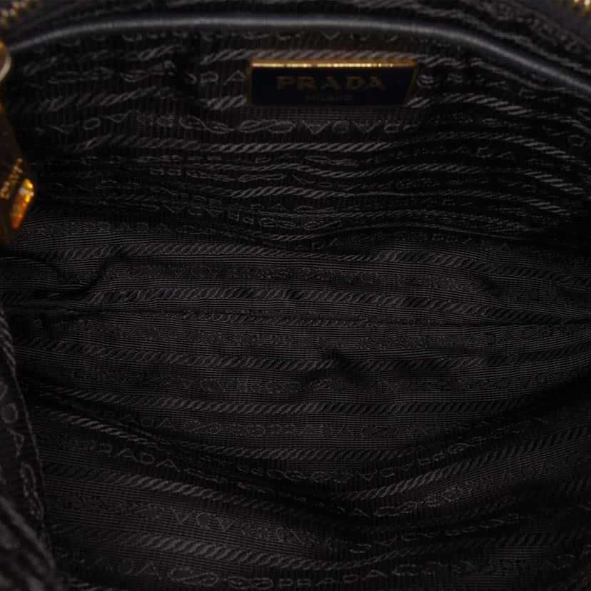 Prada Saffiano Trimmed Tessuto Zip Top Crossbody Blue Very good condition - Model View