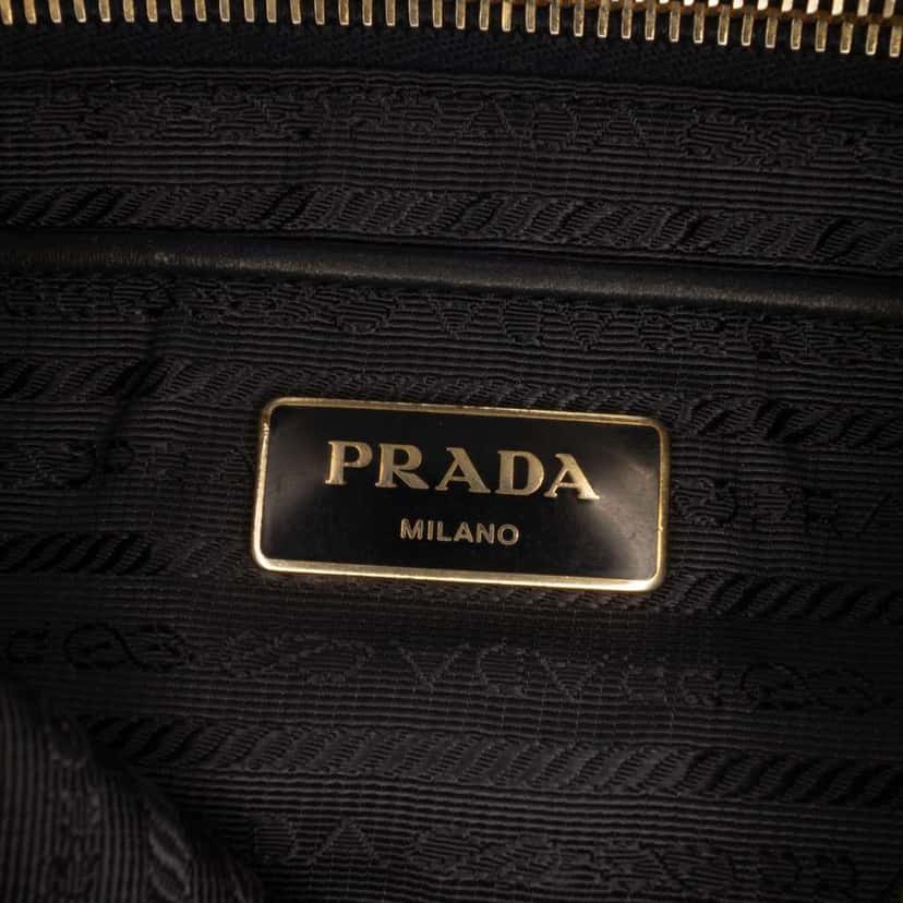 Prada Saffiano Trimmed Tessuto Zip Top Crossbody Blue Very good condition - Box View