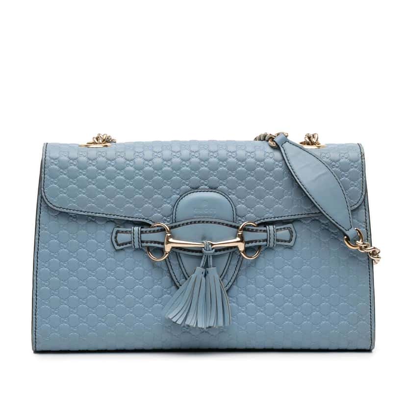 Gucci Medium Microguccissima Emily Shoulder Bag Blue Leather Very good condition - Front View