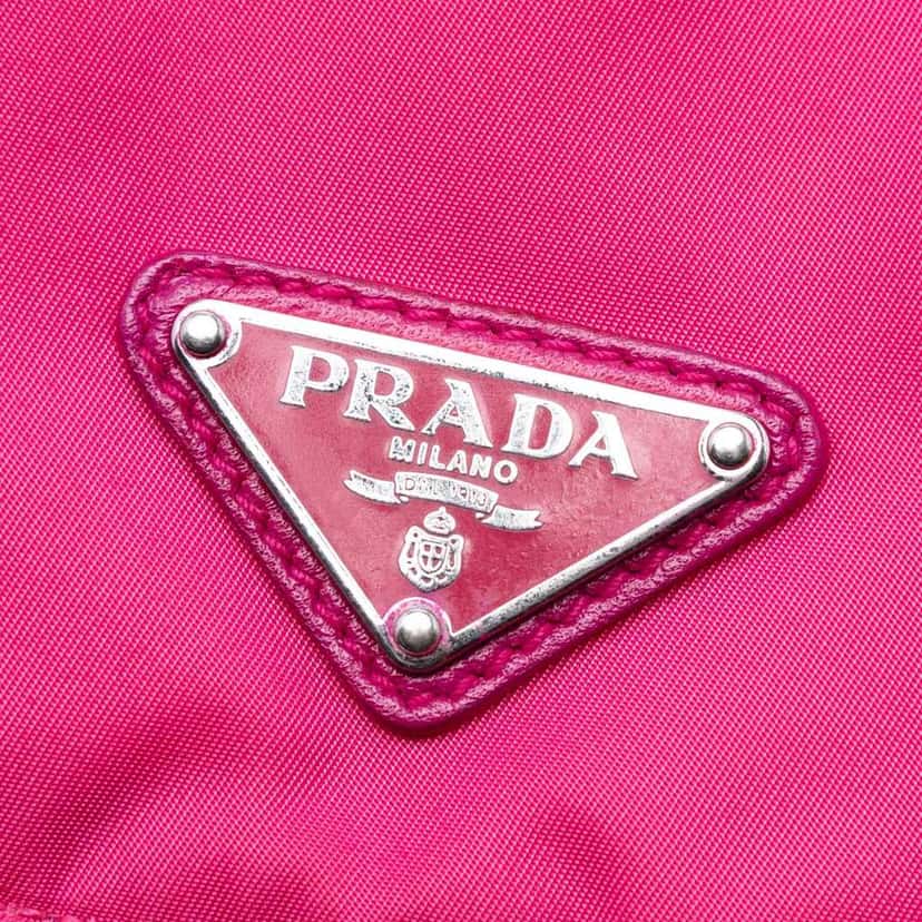 Prada Tessuto Zip Double Buckle Messenger Bag Pink Very good condition - Box View