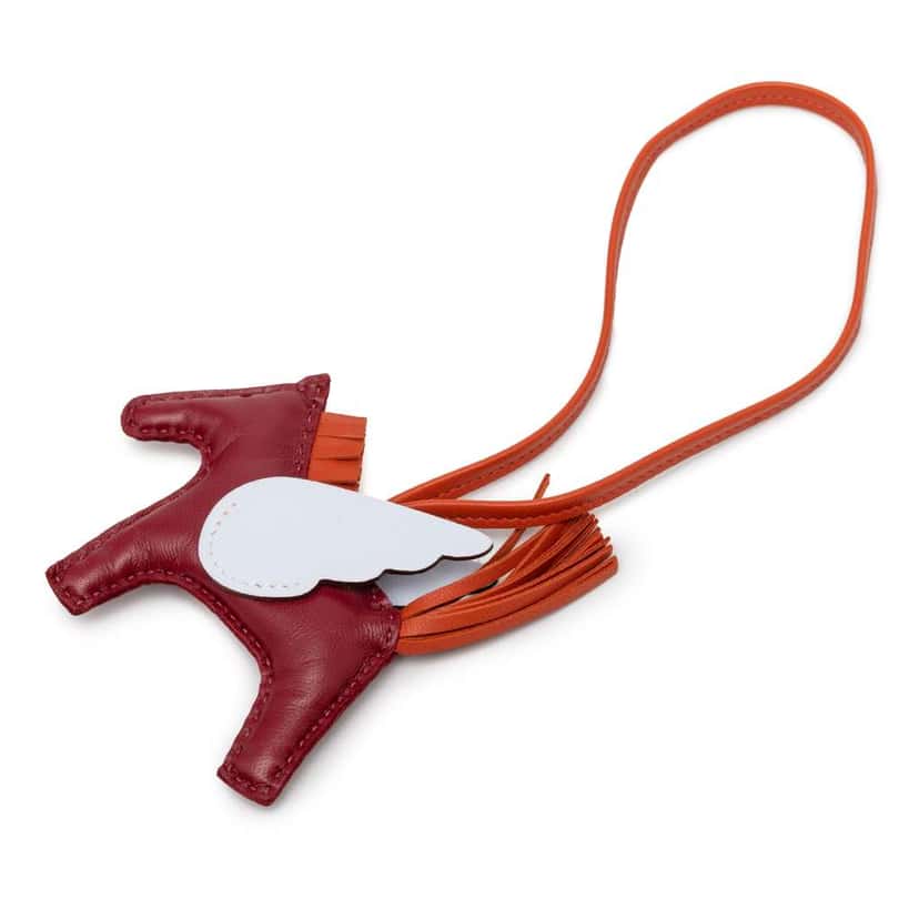 Hermès Milo Lambskin and Swift Grigri Rodeo Pegase Bag Charm PM Red Leather Good condition - Front View