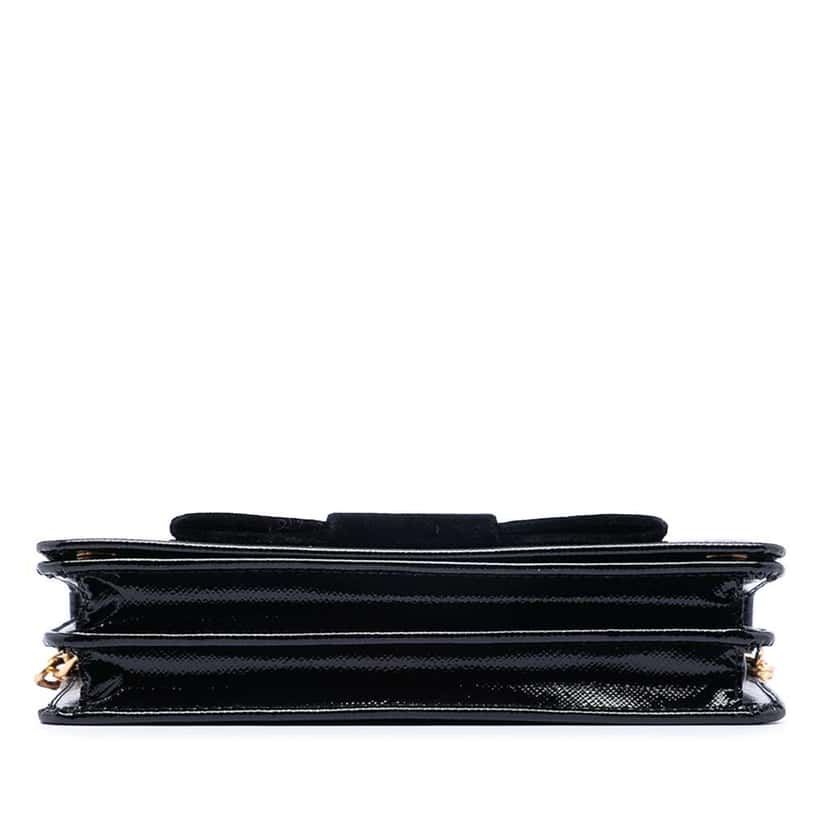 Prada Saffiano Vernice Fiocco Bow Wallet On Chain Black Leather Good condition - Inside View