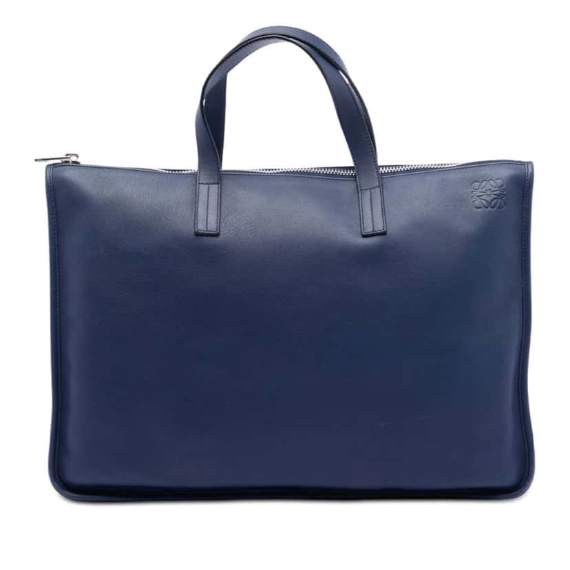 Loewe Leather Anagram Toledo Briefcase Blue Leather Good condition - Front View