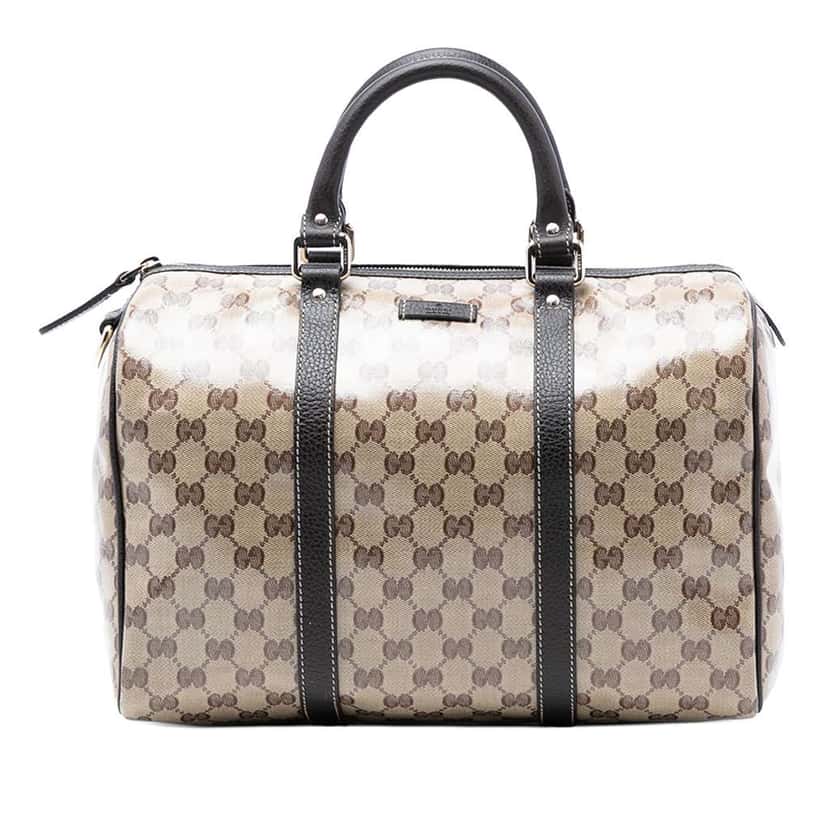 Gucci Medium GG Crystal Joy Boston Bag Brown Canvas Very good condition - Front View