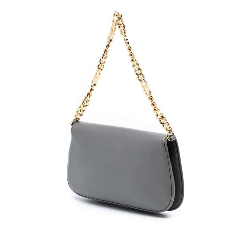 Gucci Small Calfskin Blondie Chain Satchel Grey Leather Very good condition - Back View