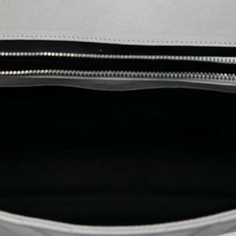 Saint Laurent Large Chevron Sheepskin Monogram College Satchel Grey Leather Good condition - Model View