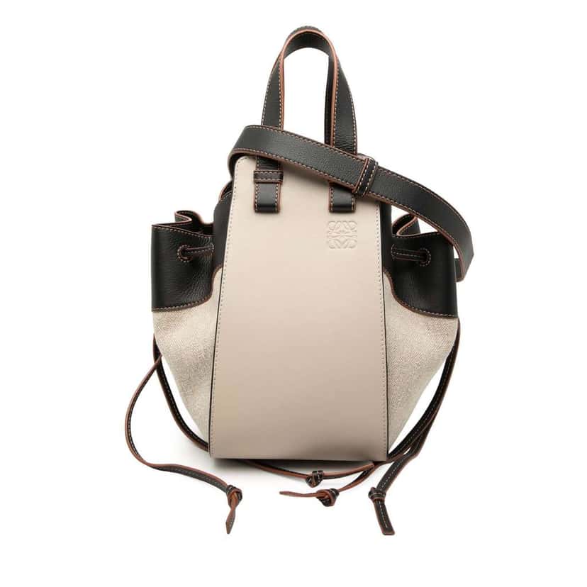 Loewe Small Leather and Canvas Hammock Bag Brown Leather Very good condition - Front View