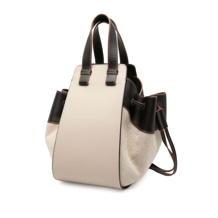 Loewe Small Leather and Canvas Hammock Bag Brown Leather Very good condition - Back View