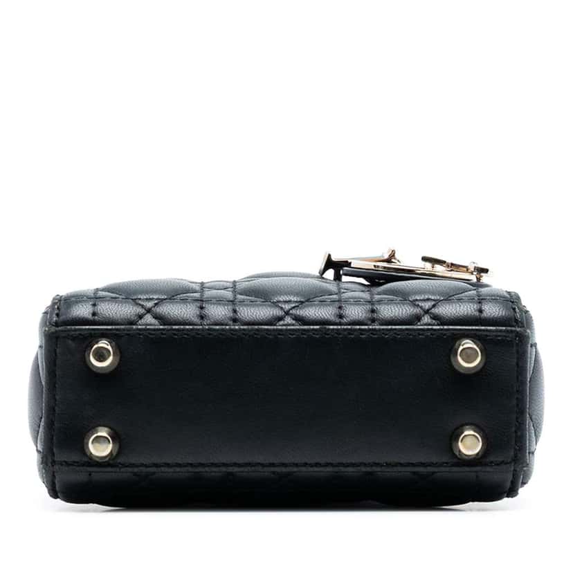 Dior Micro Lambskin Cannage Lady Dior Black Leather Very good condition - Inside View