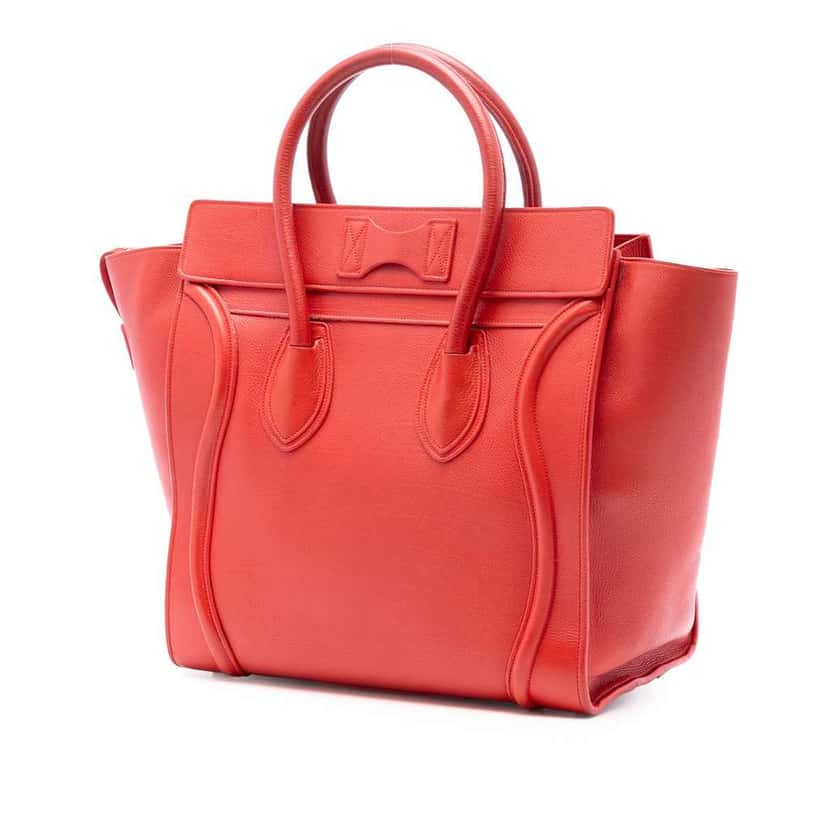 Celine Mini Leather Luggage Tote Orange Leather Good condition - Back View