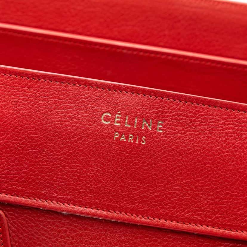 Celine Mini Leather Luggage Tote Orange Leather Good condition - Box View