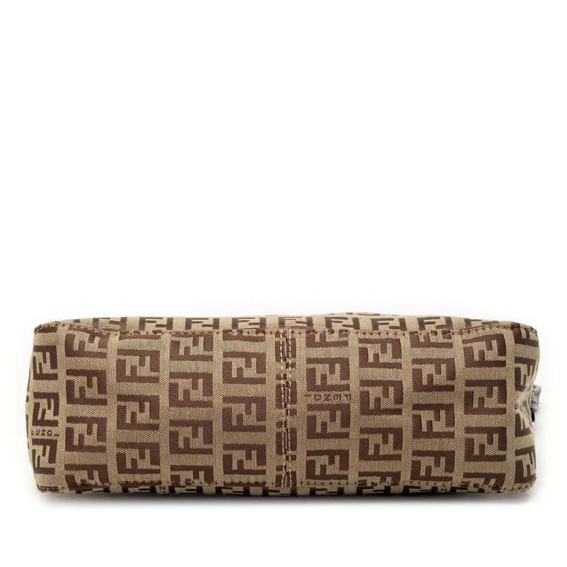 Fendi Mini Zucchino Canvas Shoulder Bag Brown Canvas Good condition - Inside View