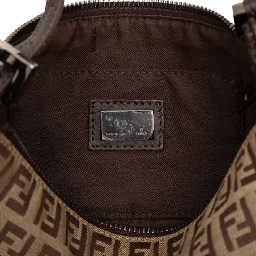 Fendi Mini Zucchino Canvas Shoulder Bag Brown Canvas Good condition - Box View