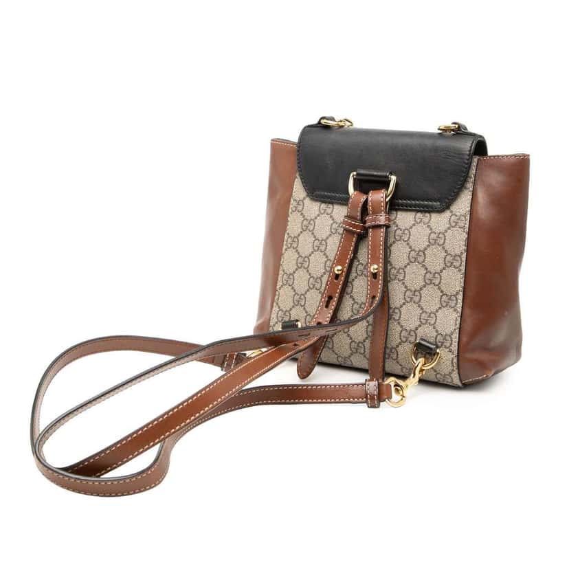 Gucci GG Supreme Padlock Backpack Brown Canvas Very good condition - Back View