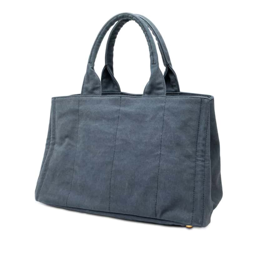 Prada Denim Canapa Logo Tote Blue Denim Good condition - Back View