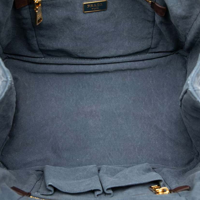 Prada Denim Canapa Logo Tote Blue Denim Good condition - Model View