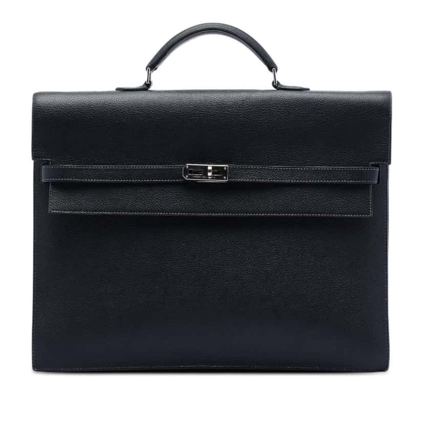 Hermès Togo Kelly Depeches 38 Black Leather Good condition - Front View