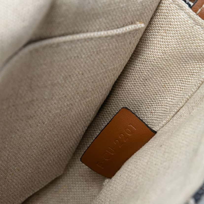 Celine Mini Triomphe Canvas and Calfskin Besace Crossbody Blue Canvas Very good condition - Box View