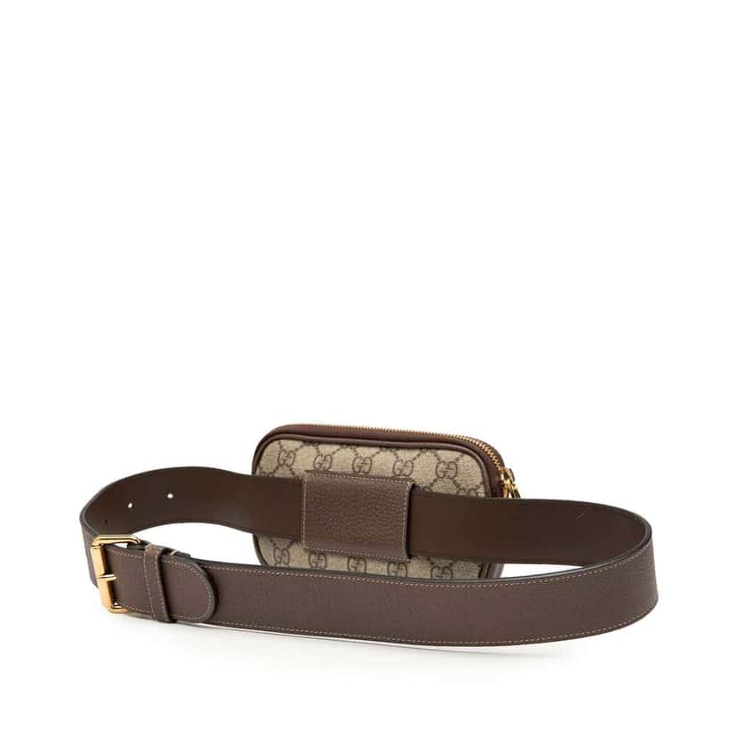 Gucci Small GG Supreme Web Ophidia Belt Bag Brown Canvas Very good condition - Back View