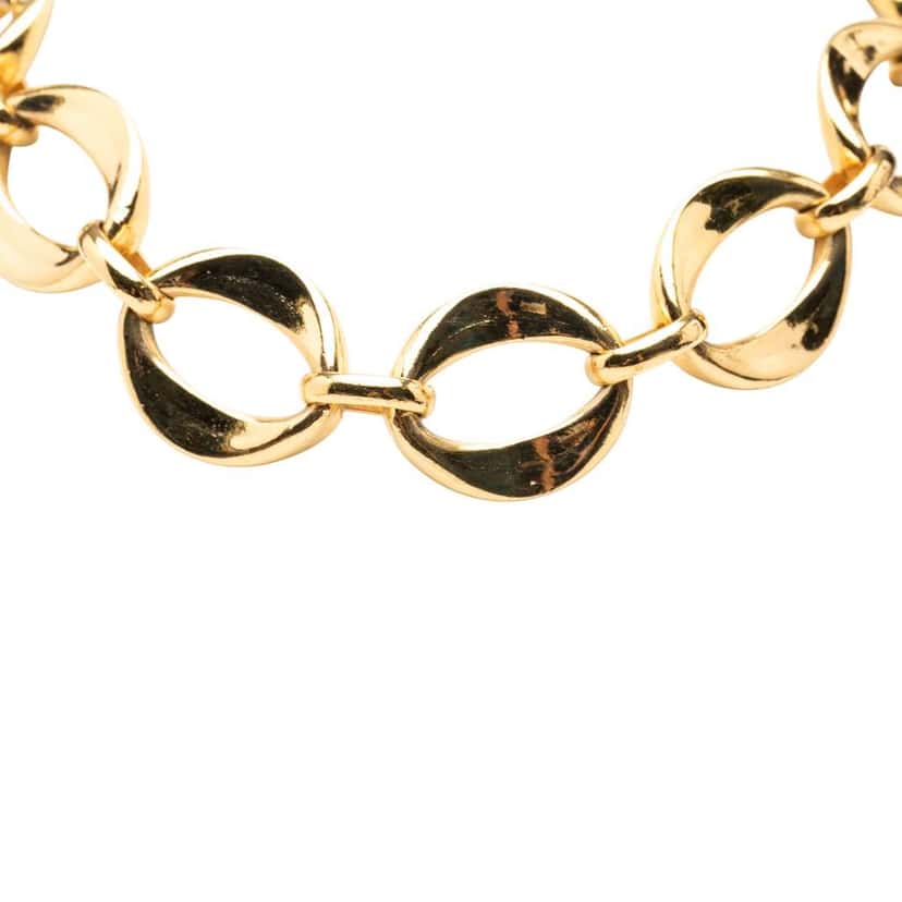 Chanel Gold Plated Oval Chain Link Choker Necklace Gold Metal Good condition - Back View