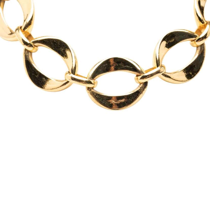 Chanel Gold Plated Oval Chain Link Choker Necklace Gold Metal Good condition - Inside View
