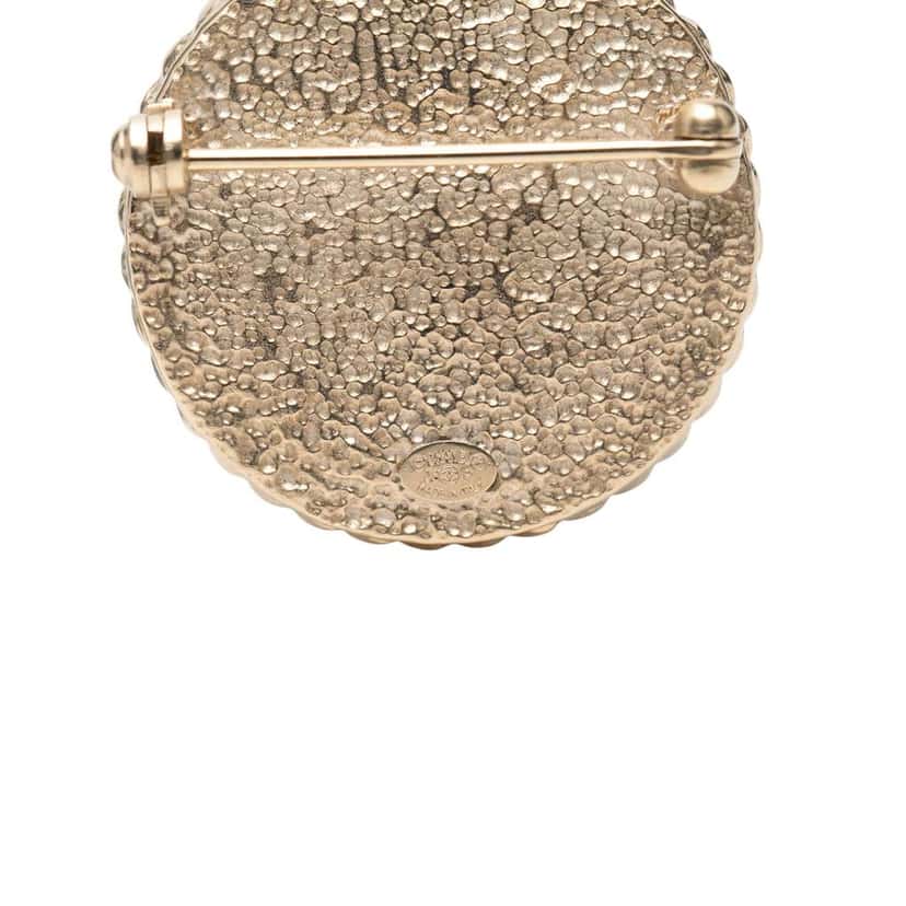 Chanel CC Resin Gold Plated Pin Brooch White Good condition - Inside View