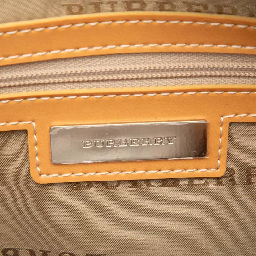 Burberry Leather Trimmed Tonal Check Canvas Handbag Brown Canvas Very good condition - Box View