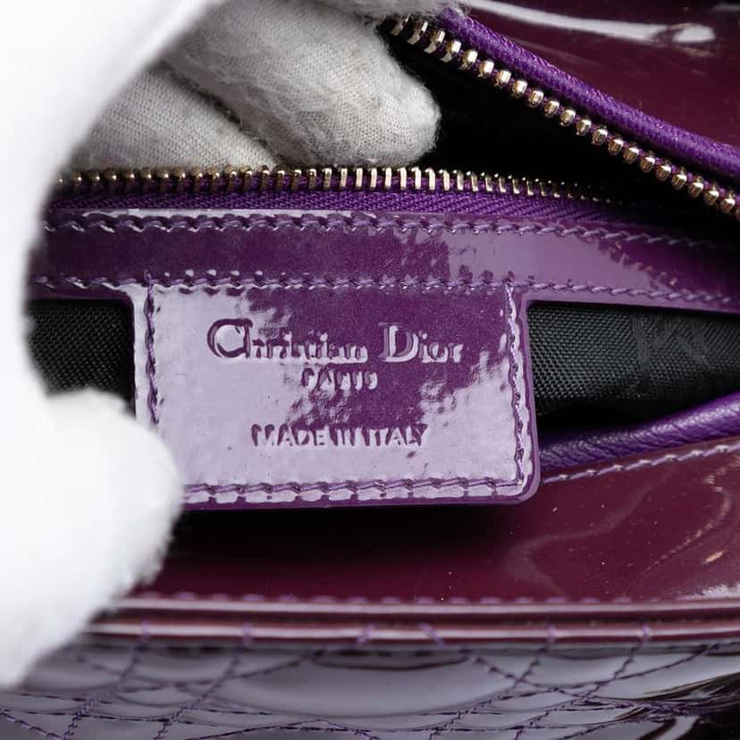 Dior Medium Patent Cannage Lady Dior Purple Leather Good condition - Box View