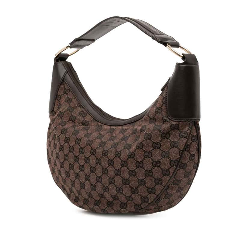 Gucci GG Canvas Half Moon Hobo Brown Canvas Good condition - Back View