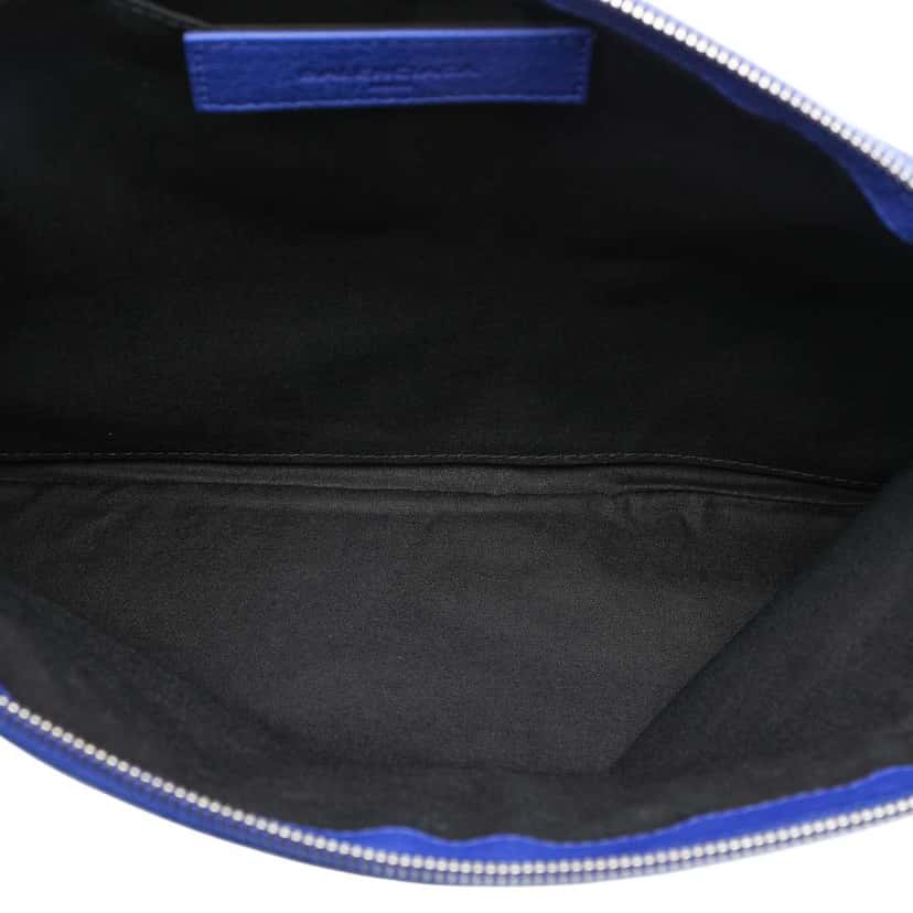 Balenciaga Lambskin Motocross Classic Clip L Clutch Blue Leather Very good condition - Model View