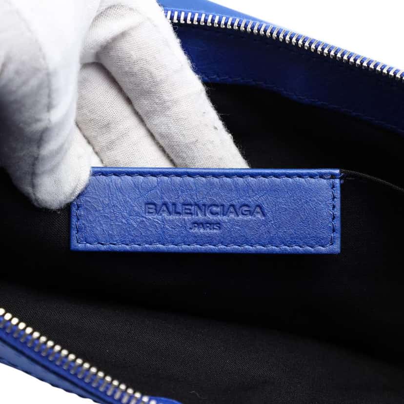 Balenciaga Lambskin Motocross Classic Clip L Clutch Blue Leather Very good condition - Box View