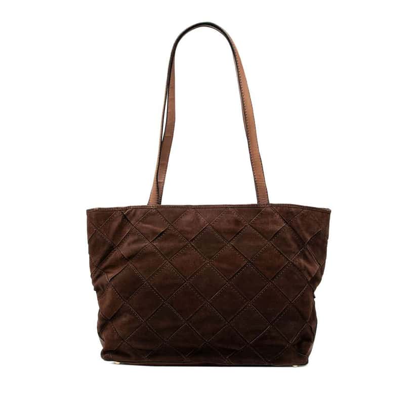 Bottega Veneta Suede Intrecciato Tote Brown Leather Very good condition - Front View