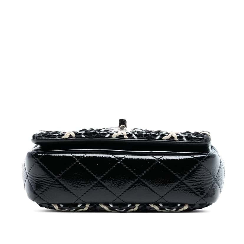 Chanel Mini CC Patent Woven Stitch Full Flap Black Leather Good condition - Inside View