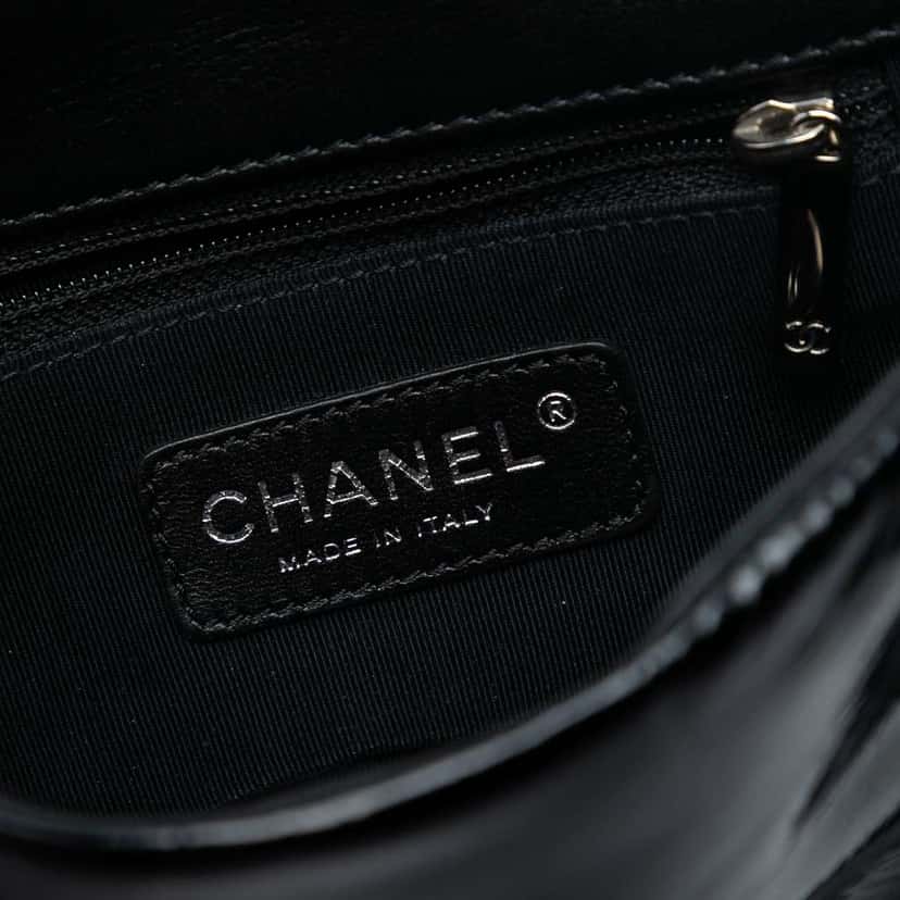 Chanel Mini CC Patent Woven Stitch Full Flap Black Leather Good condition - Box View