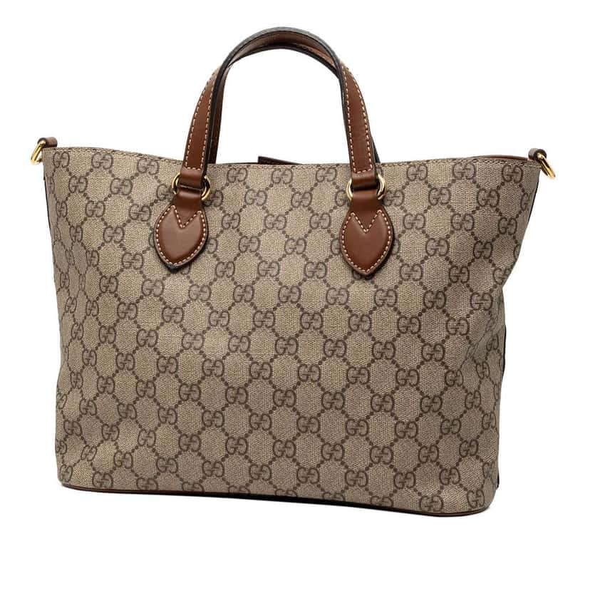 Gucci Small GG Supreme Satchel Brown Canvas Good condition - Back View