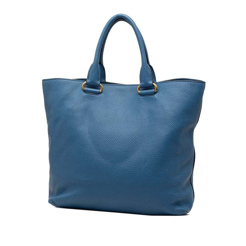 Prada Vitello Daino Open Convertible Tote Blue Leather Very good condition - Back View