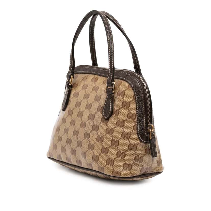 Gucci Mini GG Crystal Dome Satchel Brown Canvas Good condition - Back View
