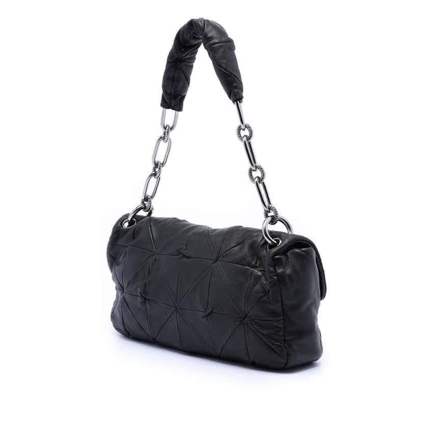 Chanel Quilted Lambskin Origami Soft Squares Flap Black Leather Good condition - Back View
